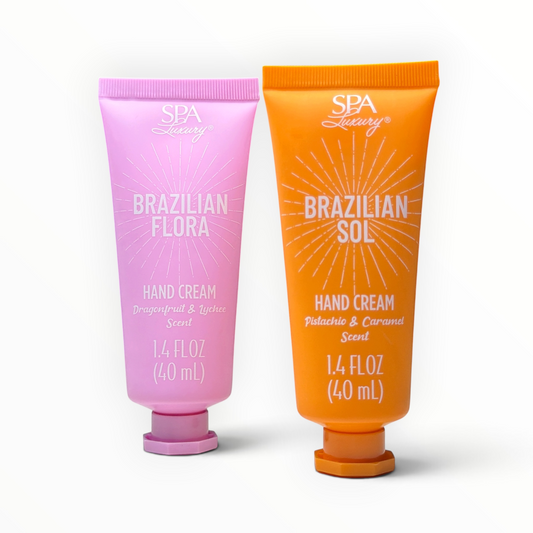 SPA Luxury Brazilian Flora and Brazilian Sol Hand Cream tubes, 1.4 fl oz each