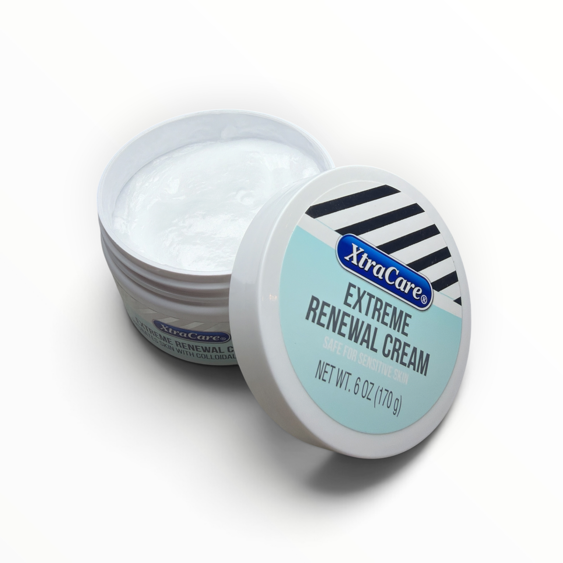 XtraCare Extreme Renewal Cream with Colloidal Oatmeal, open 6 oz jar