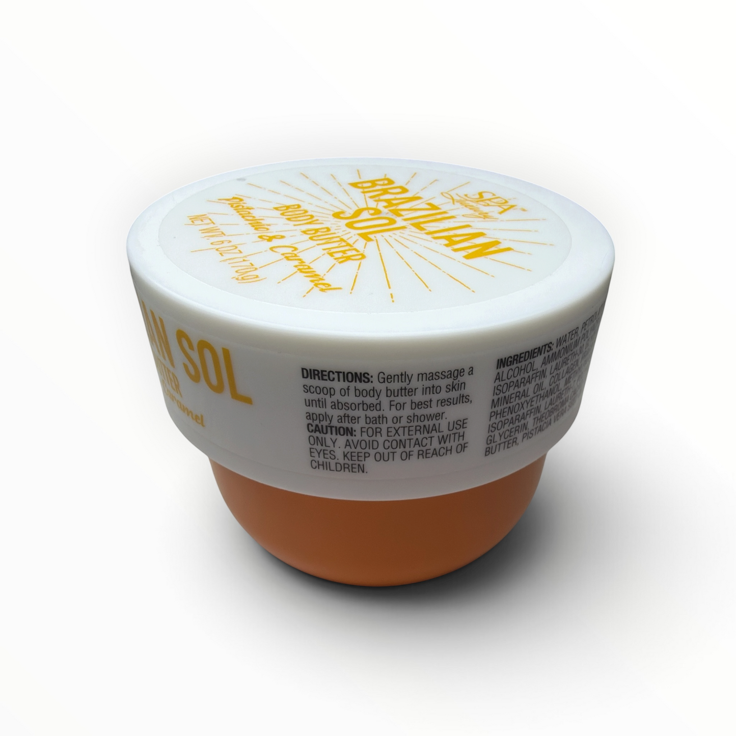 Directions and warning label on SPA Luxury Brazilian Sol Body Butter
