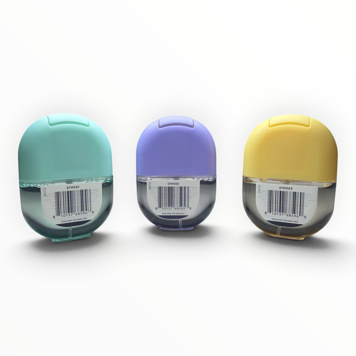 Back view of spa·scentials facial mist trio showing individual UPC labels