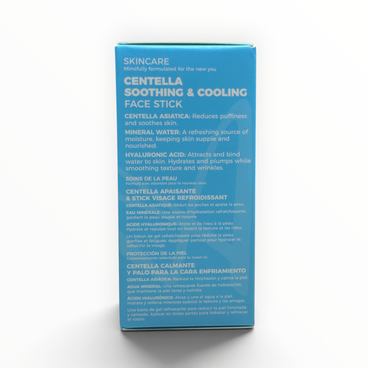 LA Splash Centella Face Stick side panel with skincare benefits