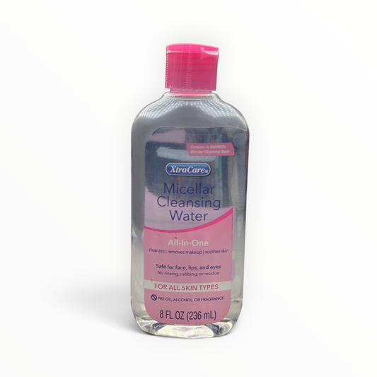 XtraCare All-in-One Micellar Cleansing Water 8 fl oz clear bottle with pink cap