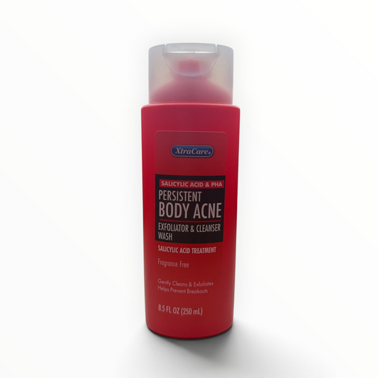 XtraCare Persistent Body Acne Exfoliator and Cleanser Wash 8.5 fl oz red bottle